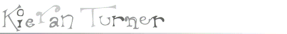 Page title in nice typeface by Matt Petty, reading Kieran Turner
